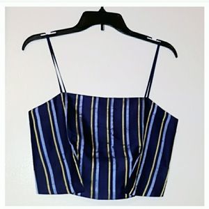 BEHNO BLUE AND YELLOW STRIPES CROPPED TOP